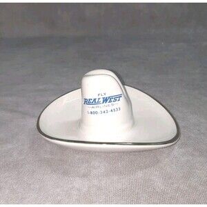 Vintage Fly Real West Airlines Cowboy Hat Figurine Advertisement